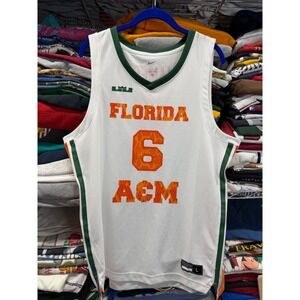 Nike LeBron James Florida A&M Rattlers Basketball Jersey White Green Orange L